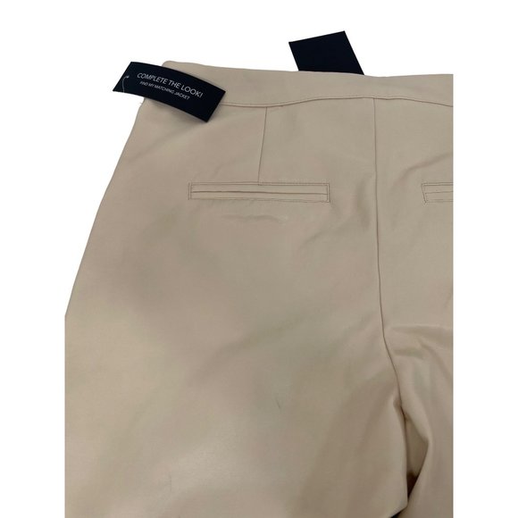 Bagatelle Faux Leather Women’s Cropped Pants L Wide Leg Peach Zip Button - Picture 4 of 14